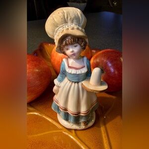 Vintage Schmid Pincushion Thimble Holder Porcelain Girl Figurine Seamstress Gift